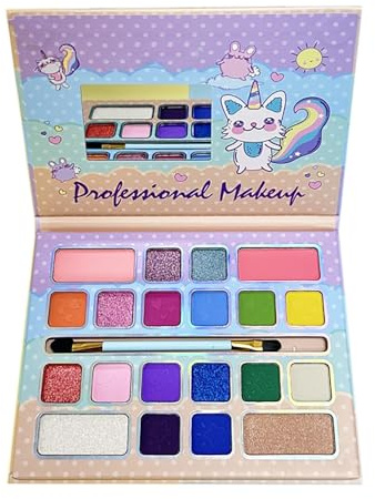 MockTota Schminkset Mädchen, Ungiftig und Abwaschbar Kinder Make-Up für Karneval, Kinderschminken DIY Prinzessin Kids Makeup, Schminkpalette Mit 20 Farben