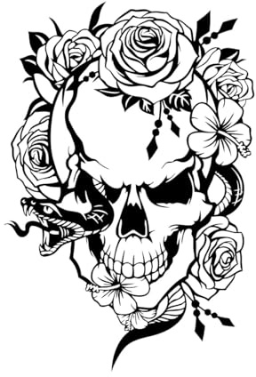 Creative Design Skull Snake and Flowers Vinyl Wall Sticker Day of The Dead Wicca Tattoo Studio Decor Decals Removable Mural-S-42x62cm