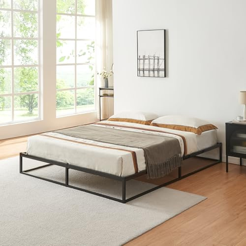 [en.casa] Bett Trerunta Metallbett 180 x 200 cm Doppelbett Bettgestell aus Metall Betten Stauraum unter dem Bett Bettrahmen Stahl Schwarz