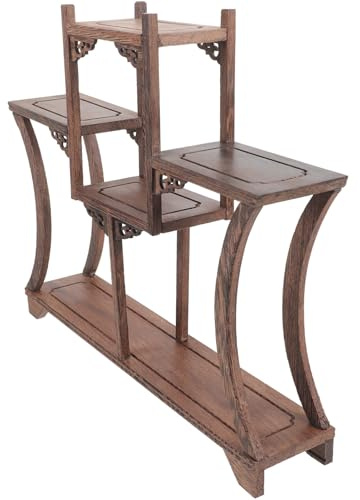 Ciieeo Étagère D'antiquités en Bois de Poulet Ailé Couleur Café, Présentoir à Ornements Simple et Élégant pour Décoration Intérieure, Support de Rangement pour Jade et Objets Anciens