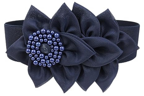 Anevous Damen Elastische Gürtel, 6 cm Breite Hüftgürtel mit Blume, Fashion und Süß Taillengürtel, Große Blume Hüftgürtel,Verstellbarer Damengürtel für Frauen Kleid, 62cm,