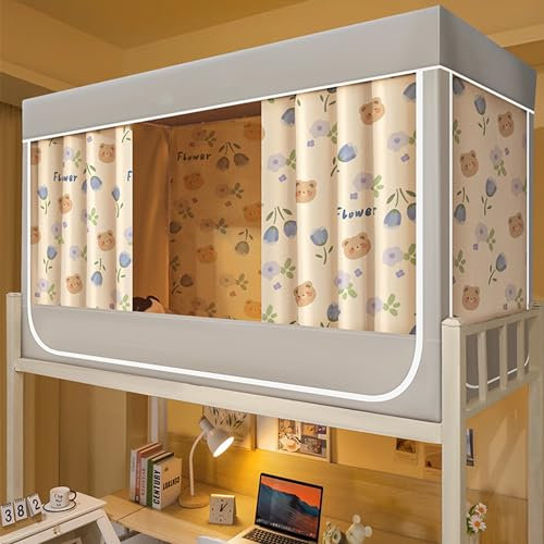 Tragbares Traumzelt, Betthimmel für Etagenbett, Doppelbett, Innenschlafzelt mit 100 % Verdunkelung, 3 Türen, ideal für Erwachsene, Kinder und Autismus, Hellgrau (190,5 cm L x 78,7 cm B x 88,9 cm H)