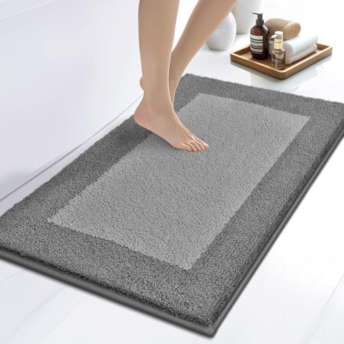 DOMUSTEX Badezimmerteppich 60 X 90 cm, Badematte rutschfest, Badteppich Waschbar, Badvorleger für Dusche, Badewanne und Fußboden