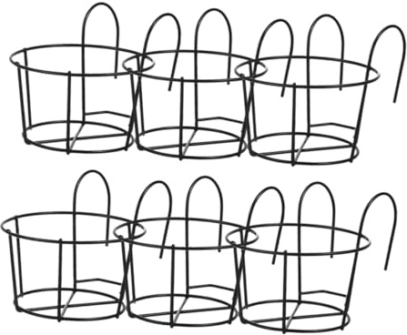 BESPORTBLE 6 Stück Blumentopfhalter aus Eisen Schwarz mit Elegantem Geschwungenem Design Installieren für Hängende Pflanzkästen Balkon und Garten