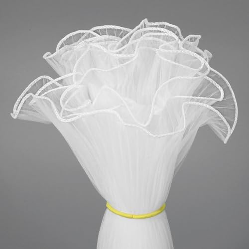 Blumen Papier 4m Blumenstrauß Papier Krepppapier Weiß mit Perlenrand Geschenkpapier Gewelltes Netzgarn Verpackungspapier für Valentinstag Hochzeits Weihnachts Handwerk Geburtstag