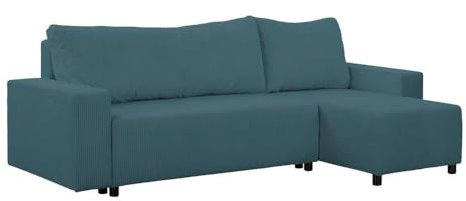 FORNIRO 24 Malaga Ecksofa mit Schlaffunktion und Bettkasten - Sofa mit 3 Sitzen und Robustem Überzug - Schlafcouch L-Form Universal - Modern Couch - 225x130x75 cm - Farben (Türkis)