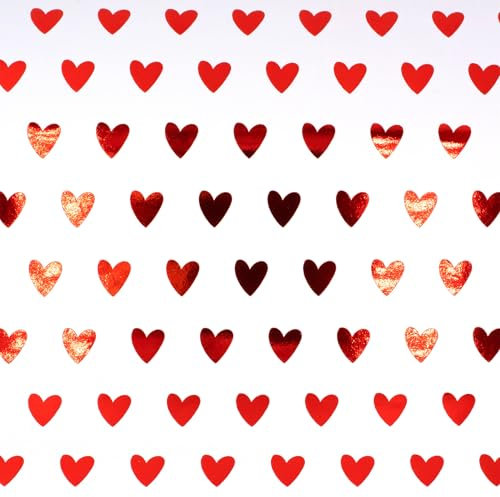 Geschenkpapier 70cm x 2m Rolle Herzen - Geschenkpapierrolle glänzend - Rot mit Herzmuster für Valentinstag Hochzeit Geburtstag Muttertag & romantische Geschenke - Premium Qualität Weiß Rot
