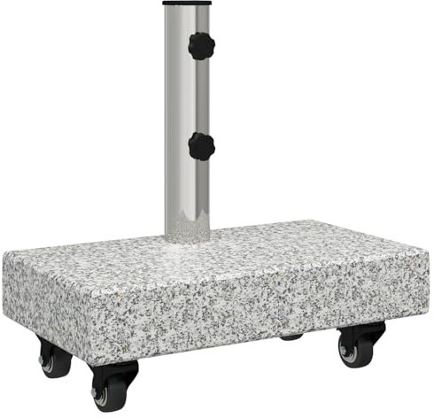 vidaXL Rollbarer Sonnenschirmständer für Ø38/48mm Pfosten Grau Granit 25 kg Rechteckig