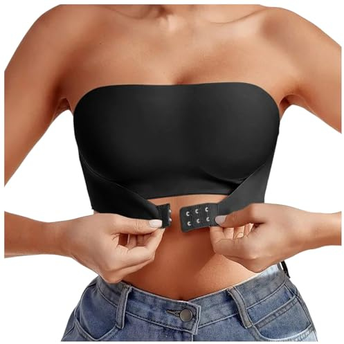 Sonnena Sujetador Bandeau sin Tirantes para Mujer Sujetadores sin Aros Hebilla Delantera Invisible Push Up Bra con Relleno