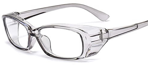 Anti-Pollen Glasses, Anti Fog Safety Glasses, Lightweight Work Glasses with Side Shields, Clear Lens Glasses Anti Blue Light Anti Dust UV for Men Women(Grey)