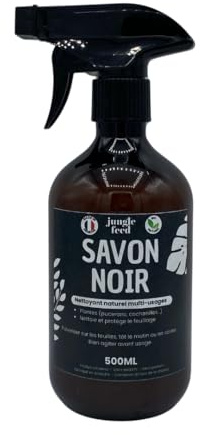 Savon Noir Naturel Multi-Usages, 500 ml, Spray Prêt à l’Emploi, Nettoyant Feuilles Plantes, Jungle Feed, Fabriqué en France