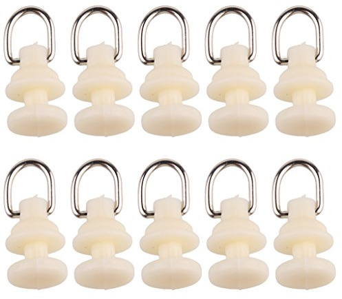 10 guide scorrevoli per tende, con ganci da soffitto, 15 mm, colore: bianco