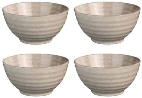 MEDARD DE NOBLAT Ramenskål – D18 cm/1,1 L – Fuji – Stengods reaktiva färger – set om 4 – beige