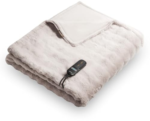Duux Yentl Elektrische Heizdecke Bubble 200 x 200 cm Extra Weich 9 Heizstufen und Timer Waschbar Überhitzungsschutz Energiesparend Grau