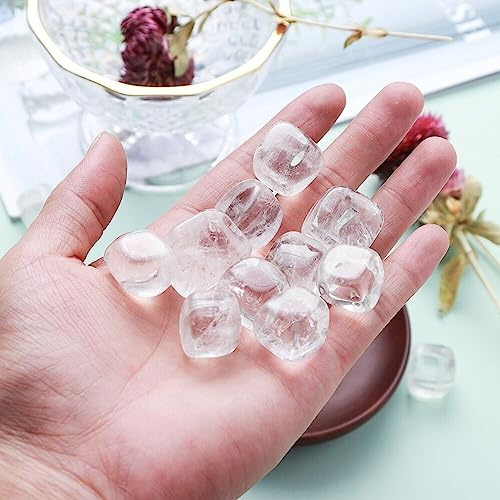 1PC White Crystal Rolling Block Stone Garden Aquarium Clear Quartz Square Tumbled Stone Polished Gravel Home Decoration Ornaments (Size : 3pc)