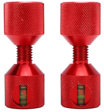 Fafeicy 2Pcs 1-1/8 Inch Aluminum Alloy Two Hole Flange Alignment Pins with Built-in Level for Fast Pipe Flange Leveling Anodized Red Finish