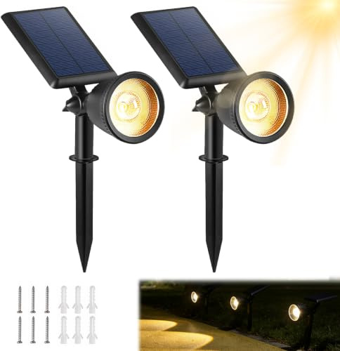 2 Stück Solarlampen Für Außen Garten, Led Solar Gartenleuchten Für Außen, Gartenstrahler Solar, Led Solar Gartenstrahler, Solarstrahler Für Außen, Led Strahler Solar Für Hof Weg Outdoor Pflanzen