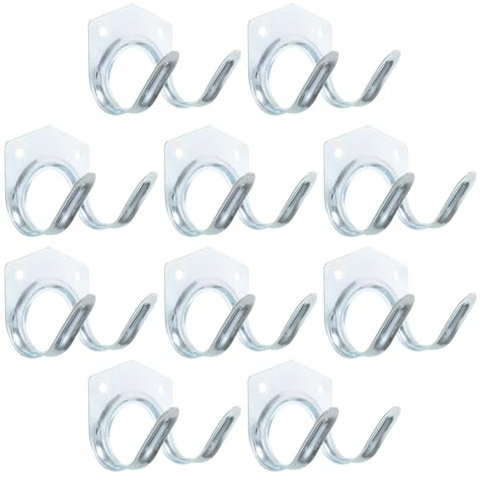 Homoyoyo 10 Ganci Appendini da Parete in Ferro Rivestito Doppio Fori, Porta Utensili da Cucina e Asciugamani, Supporto Compatto e Antiruggine per Ingresso, Bagno e Balcone, Set da 10 Pezzi
