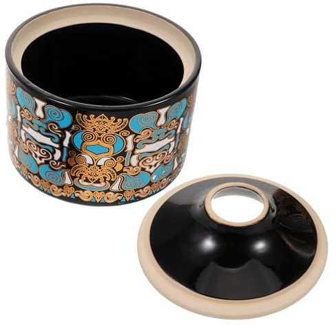 Toyvian Cenicero de Cerámica Creativo Embudo Cerrado, Color Negro, Contenedor de Cenizas Antiolor para Patio y Oficina, Cenicero Novedoso para Cigarros, Decoración Funcional y Fácil