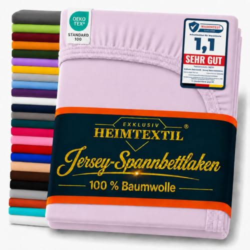EXKLUSIV HEIMTEXTIL Jersey Spannbettlaken 140 x 200 cm Flieder 100% Baumwolle Öko - Tex Zertifiziert Bed-Sheet Bettlaken Spannbetttuch