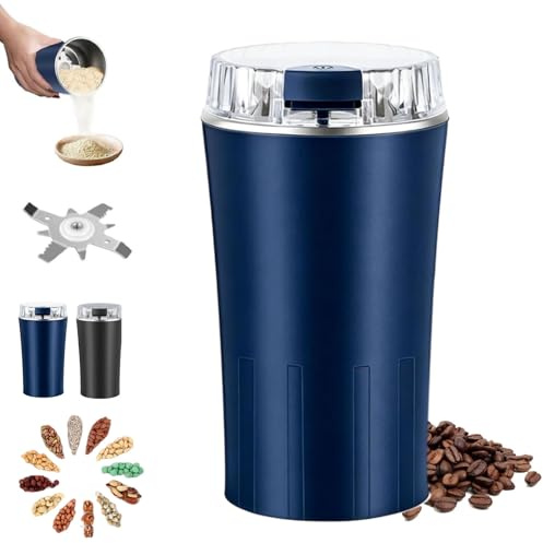 Molino Doméstico Ultrafino: Máquina Para Mezclar Y Pulverizar Múltiples Cereales, Molinillo Eléctrico De Café Con Un Solo Toque, Para Granos De Café, Especias Y Hierbas, Pimienta, Hierbas (Azul)