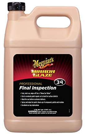 Meguiar's M34 Mirror Glaze Final Inspection, Mirror Glaze for Cars Quickly and Gently Removes Prints, Dust, and Smudges Leaving a Showroom Quality Shine, Safe as a Clay Bar Lubricant, 1 Gal