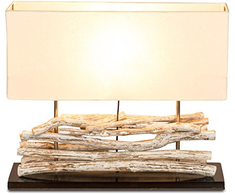 levandeo Lampe Tischlampe/Tischleuchte aus recyceltem Holz - Design Holzlampe Treibholz 49,5x17cm 45cm hoch - Jede Lampe EIN Unikat naturbelassenes Massivholz