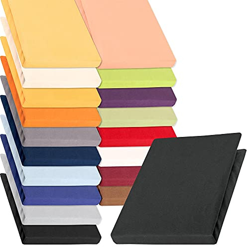 aqua-textil Pur Jersey Spannbettlaken 180x200-200x220 cm anthrazit grau Wasserbett Boxspringbett 160g/qm Mako Baumwolle