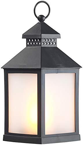 Lunartec LED Laterne Outdoor: LED-Laterne mit realistischem Flammenspiel und Timer, schwarz (mit Timer für draußen, Outdoor mit, außen)
