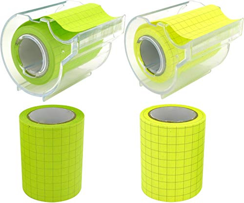 4A Full Adhesive Sticky Notes, Sticky Rolls with Dispenser and 2 Refill Rolls, Neon Yellow and Green, Grid Lines, 2 x 315 Inches, Colorful Graph Sticky Notes for Notebook, Office, Home