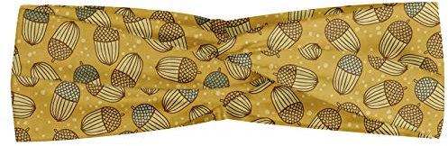 ABAKUHAUS Ghianda Fascia per Capelli, Doodle Dots Dadi Reticolo, Elastico e Morbido per Lo Sport e l'Uso Quotidiano per Donna, Terra Giallo paglierino