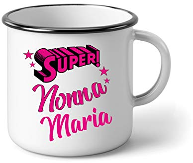 bubbleshirt Tazza in Alluminio Nonna Personalizzabile con Il Nome della Nonna - Festa dei Nonni - la miglior Nonna - Evento - Idea Regalo Divertente