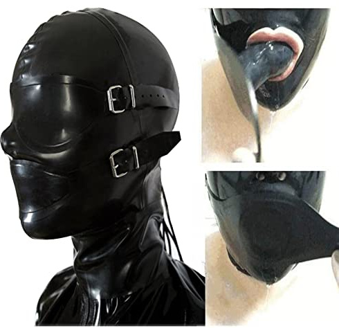 MFMYEE Latex maske Gummi SM Fetisch Dildo Penis Plug Bondage Maske-Rollenspielmaske