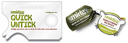 Smidge Unisex's Tick Removing Card, Green, one size & Midge and Mosquito-Proof Super Lightweight Head Net - Green, One Size