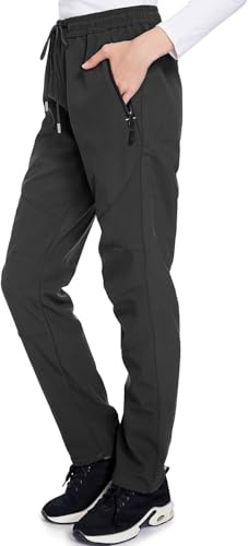 Apotemis Womens Snow Ski Pants Waterproof Windproof Fleece Lined Warm Hiking Insulated Pants Black XL