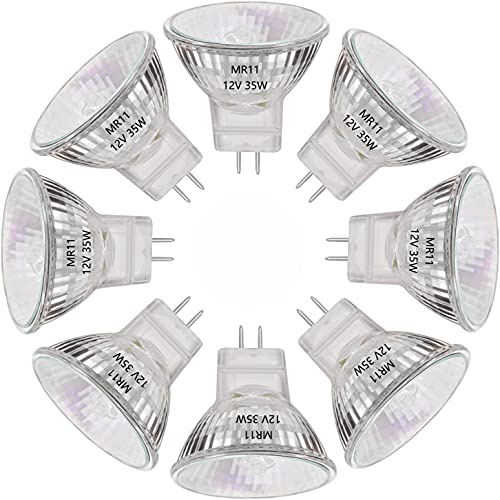 AHEVO MR11 Halogen Light Bulbs, 35W 12V MR11 GU4 Halogen Spotlight Bulbs, GU4 Bi-Pin Base,Warm White 2700K,35mm Diameter,8 Packs