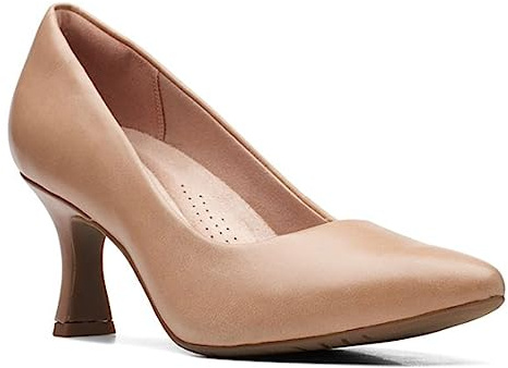 Clarks Collection Women's Kataleyna Gem Pump, Warm Beige Leather, 9 Wide US