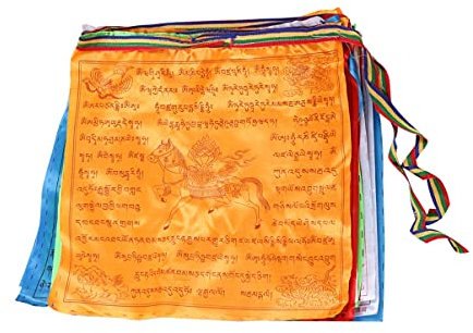 Alipis Buddhistische Flaggen Aus Robustem Material Farbenfrohes Design Mit Schriftzug Pilger-dekorationsbanner Gebets Und Buddhistische Banner Für Spirituelle Atmosphäre