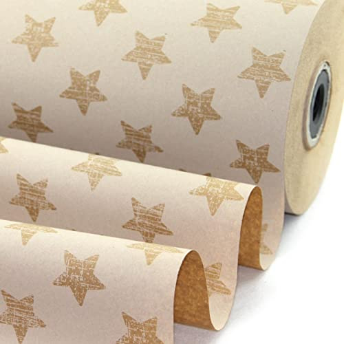 Blumenpapier Weihnachten Stars natur/braun 50 cm - 300 m | Seidenpapier auf Rolle