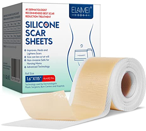 Silikonpflaster für Narben, Professionell für Narben Durch C-Sektion, Operationen, Verbrennungen, Keloid, Akne und mehr, Medikamentenfrei, Silikon-Narbenrolle(4CMx290CM)
