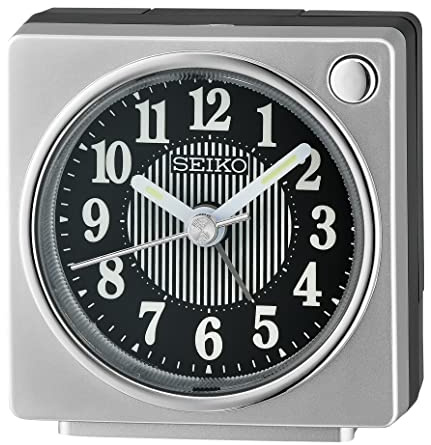 Seiko Wecker mit Quarzwerk, Snooze und Licht in der Farbe Silber, Größe: 5,8 x 5,7 x 3,4cm, QHE197S
