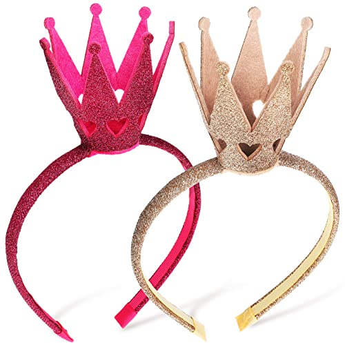Kisangel 2 Stücke Glänzende Prinzessin-Krone-Stirnbänder mit Pailletten - Haarschmuck für Mädchen zur Geburtstagsfeier, Karneval und Prinzessin-Thema-Party