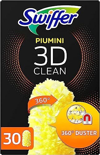 Swiffer 3D Clean Staubwedeln, 30 Staubdaunen, Tausende von weichen Fasern fangen Staub und Schmutz auf, erreicht die schwierigsten Stellen im Haus, ideal für Tierhaare, Maxi-Format