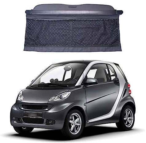LTSRLL Einziehbarer Auto Kofferraumabdeckung für Smart 451 fortwo 2015-2020, Laderaumabdeckung Rollo Schutz Cover Kofferraum Hutablage Privatsphäre ZubehöR