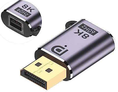 SHANFEILU Adattatore da DP a Mini DP da Mini DisplayPort 1.4 8K a 60Hz DP maschio a Mini DP femmina, connettore estendibile con foro e indicatore LED per proiettore, laptop, monitor HDTV