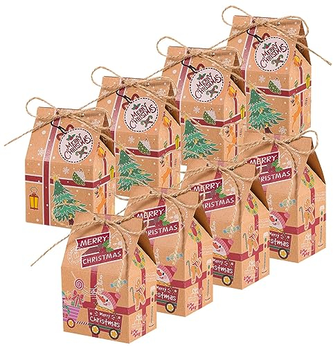 40 Stück Weihnachten Geschenkbox, 2 Stile Weihnachten Kraftpapier Süßigkeitskästen Geschenkschachtel Geschenkverpackung Weihnachtsdekoration für Süßigkeiten Schokolade Kekse