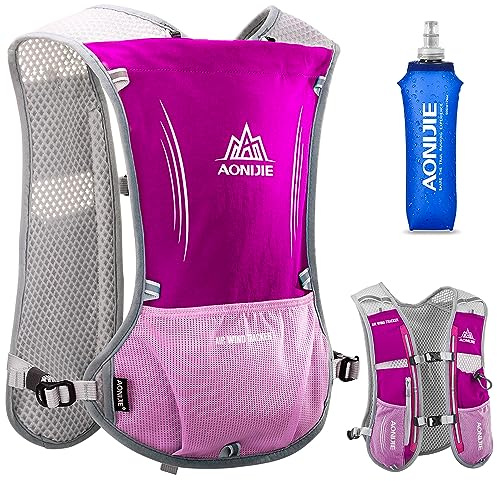 HINATAA Leichter Trinkrucksack zum Laufen, 5 l, 190 g, Laufweste für Damen und Herren, zum Radfahren, Laufen, Klettern, Wandern (Rosa+500ML Kettle)