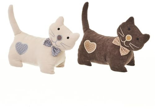 LOLAhome Pack de 2 topes de puerta decorativos con forma de animales para el hogar y la oficina, topes de puerta para interior de tela con relleno de gravilla y poliéster (Gatos)
