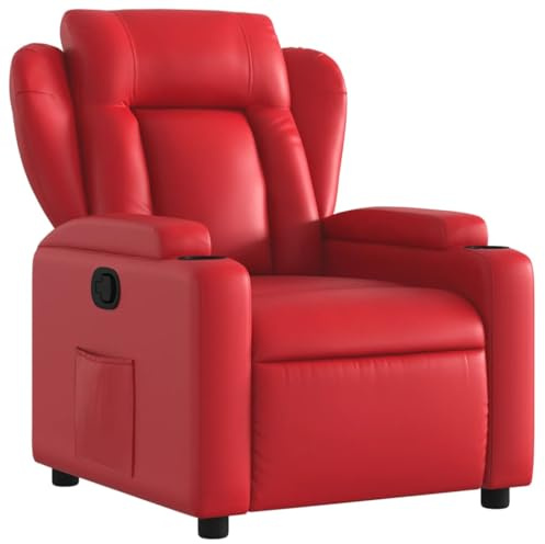 vidaXL Relaxsessel, Sessel mit Liegefunktion, Fernsehsessel Verstellbare Rückenlehne, Liegesessel Ruhesessel Polstersessel, Rot Kunstleder