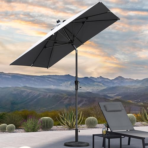 PURPLE LEAF Parasol de Jardin Exterieur 200 x 200 cm Carré Gris clair | Hydrophobe, Angle réglable, Polyester 200 g/m², Résistant aux intempéries, Anti-décoloration, Mât en aluminium, Restaurant
